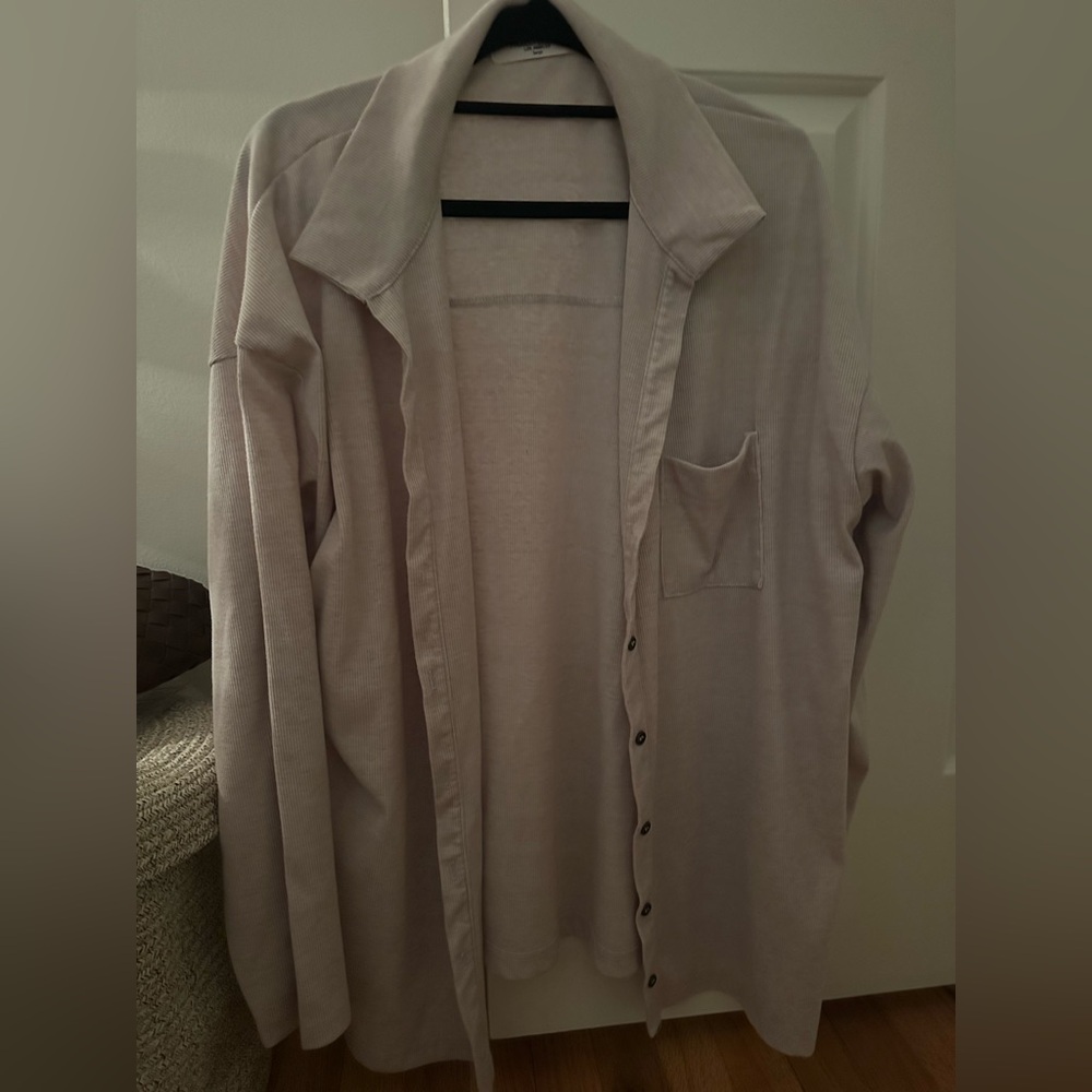 Project Social T Oversized Ribbed Button Down Cardigan – Large